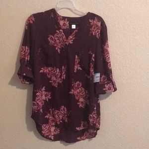 Simply Styled Rolled Cuff Blouse Sz. L- NWT